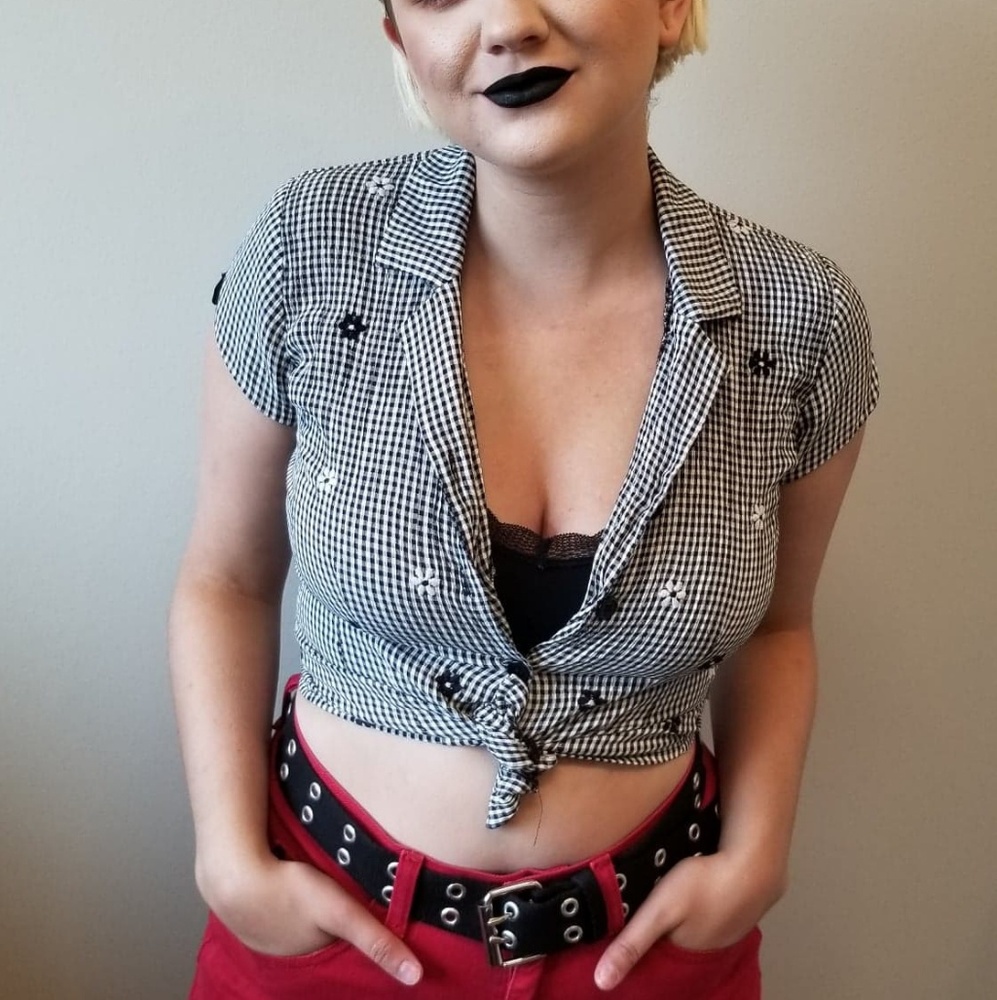 Black and white black blouse